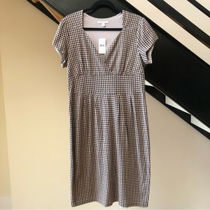 Women’s Brown/Tan HoundstoothSheath Dress, Summer-to-Fall 100%Cotton, NWT SizeL